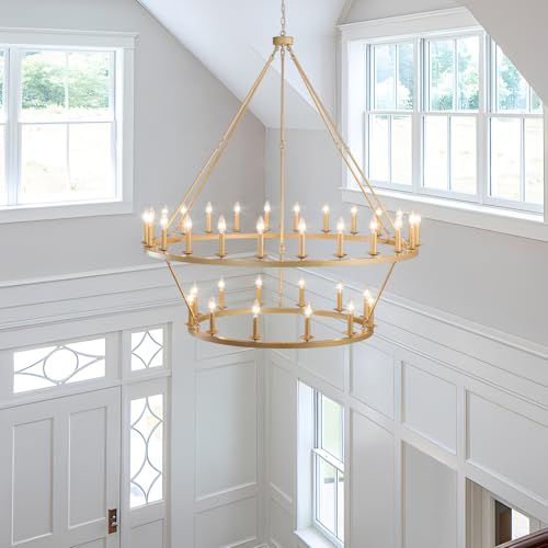 Gold Wagon Wheel Chandelier 2 Tier 53