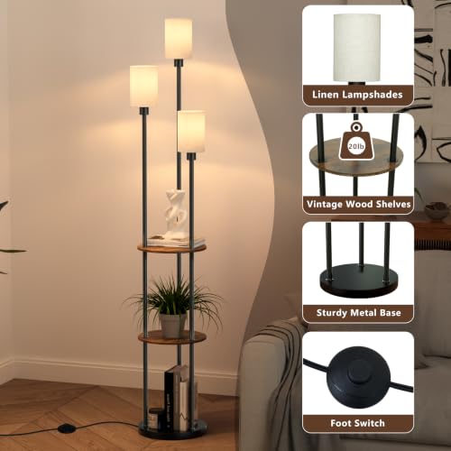 Floor Lamp with Shelves (Brown)