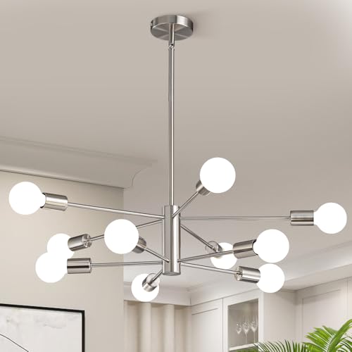 Modern Chandelier Light Fixture Brushed Nickel Sputnik Chandelier 10 (10 Count)