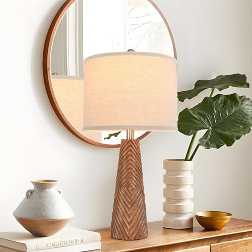 Nightstand Lamp Bedside Lamps Set of 2 Vintage Rustic Farmhouse Table Lamp 3 Way Dimmable Horizontal Stripe Light
