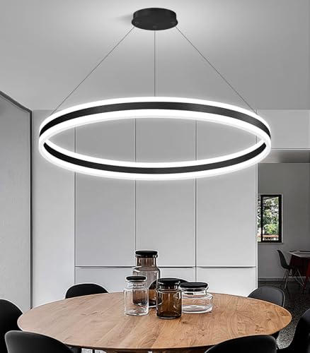 D31.5'' Modern Ring Chandelier for Dining Room LED Dimmable Pendant Lighting High Ceiling Chandelier for Living Room Foyer Bedroom Entryway 3000K