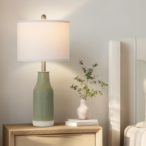 24.5" Ceramic Table Lamps Set of 2 for Bedroom (2 Count)