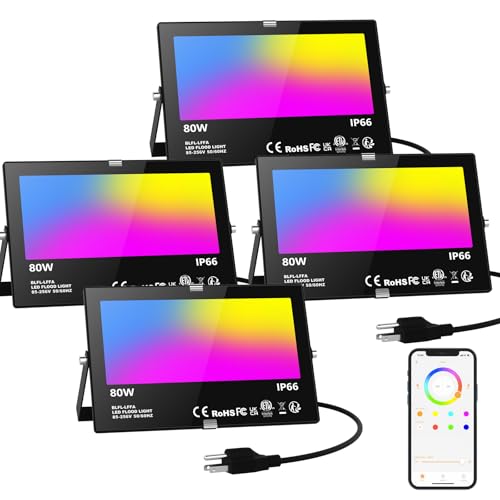 LED Flood Light Outdoor 800W Equivalent 8000LM (4 Count)