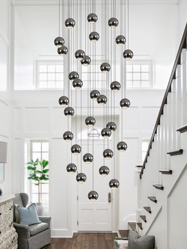 Modern Chandeliers for High Ceiling LED Dimmable Globe Chandeliers Large Pendant Light for Entrance Hallway Foyer Staircase