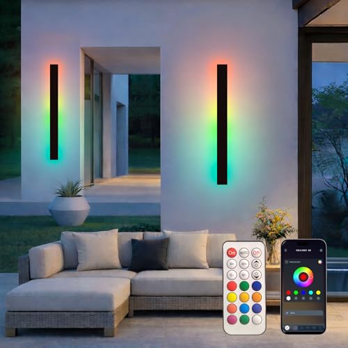 Modern Outdoor RGB Wall Lights (2 Count)