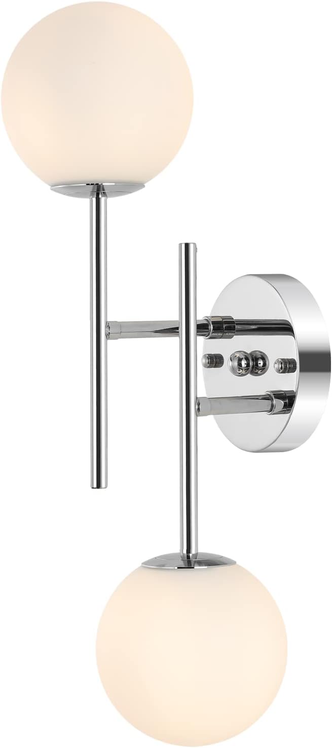 Modern Chrome Wall Sconce, 7.5" W x 20" H, G9 Base, Fully Dimmable, Ideal for Bathroom, Kitchen, Living Room, Office - Aura Lighting