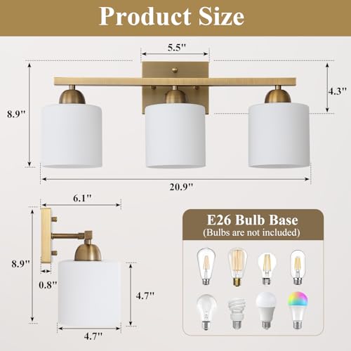 Milk Glass Vanity Lights for Bathroom