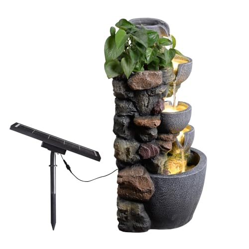 24'' Stacked Rock Solar Powered Water Fountain