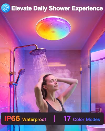 2Pack IP66 Waterproof 17 Colors 7’’ LED Shower Light (2 Count)