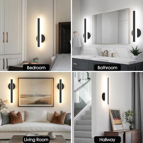 Black Wall Sconce Hardwired Modern LED 18W Wall Sconce Set of Two