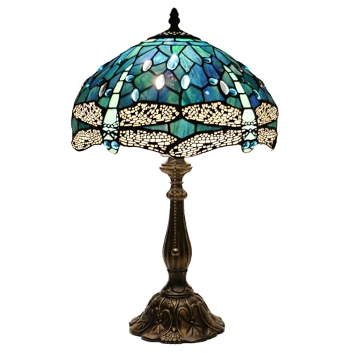Tiffany Table Lamp Stained Glass Bedside Reading Light W12H19 inch