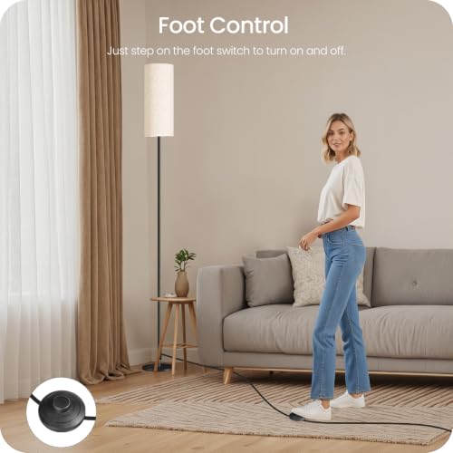 Set of 2 Slim Floor Lamps for Living Room with 2 Magnetic Remotes and Foot Switch (2 Count)