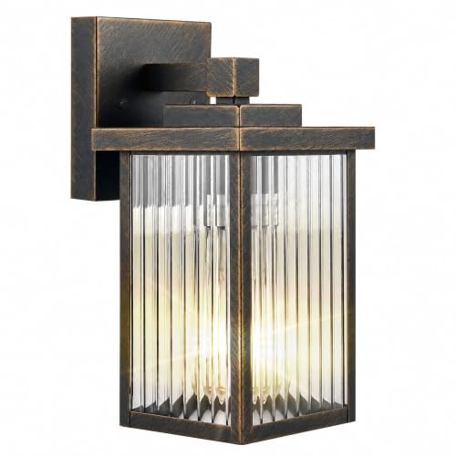 Black Brush Gold Porch Light