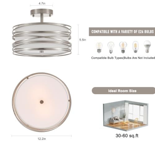 12.2" Chrome Semi Flush Mount Ceiling Light