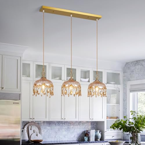 3 Light Glass Pendant Light Crystal Hanging Light Fixtures