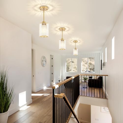 Brushed Brass Pendant Light Fixtures Over Island Modern Kitchen Lighting (2 Count)