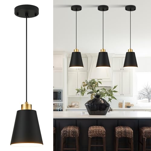 Matte Black Mini Pendant Light 7.87in Cone Kitchen Island Pendant Lighting