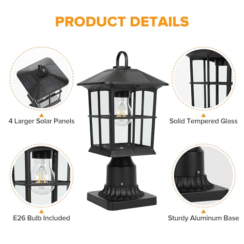 Outdoor Solar Lamp Post Light with Pier Mount Base