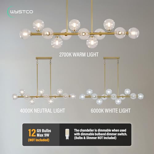 50" Large Glass Globe Sputnik Chandelier