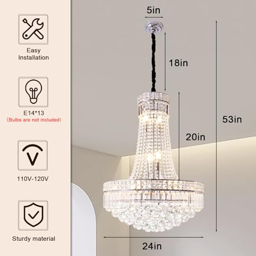 Modern Crystal Chandelier Chrome Empire Hanging Chandelier