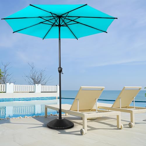 11FT Lyon Outdoor Patio Umbrella Outdoor Table Umbrella with Push Button Tilt and Crank Market Umbrella 8 Sturdy Ribs UV Protection Waterproof for Garden Deck Backyard Pool