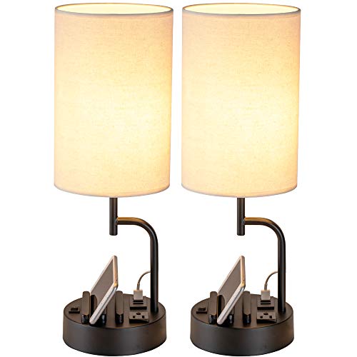 Table Lamp with 3 USB Charging Ports (2 Count)