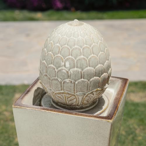 Ceramic Outdoor Water Fountain with LED Light