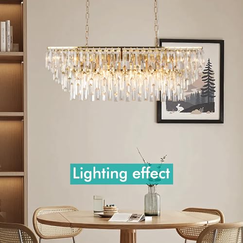 31.5" Modern Rectangle Crystal Chandelier