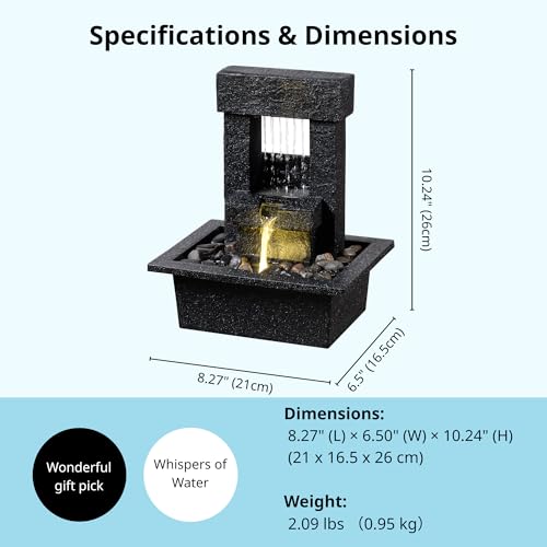 Indoor Tabletop Water Fountain with LED Light