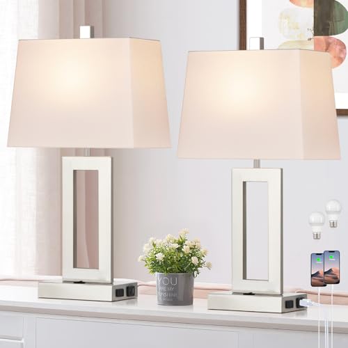 Silver Bedside Table Lamp Set of 2 (2 Count)