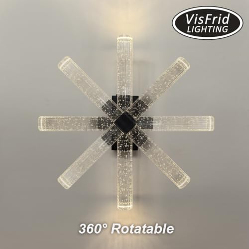 Easy Install Battery Operated Crystal Wall Sconces Dimmable Set of 2