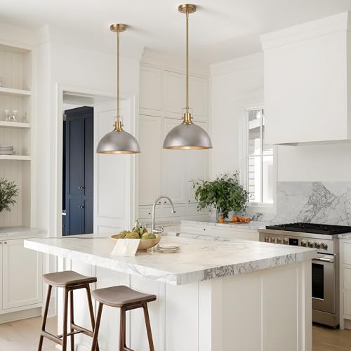 13 Inch Antique Silver Metal Pendant Light Kitchen Island