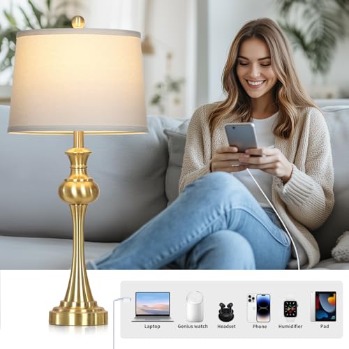 28.75" Gold Table Lamps for Living Room (2 Count)