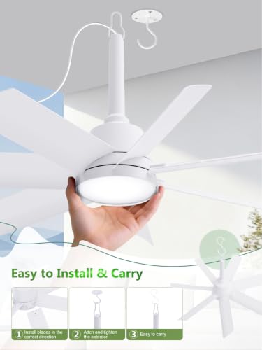 Outdoor Gazebo Ceiling Fan with Light and Remote (White / 28 Inch)