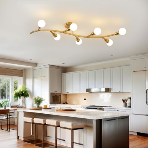 Gold Modern Sputnik Semi Flush Mount Ceiling Light Fixture 7