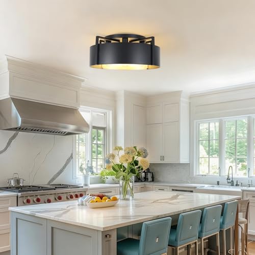 20'' Black Semi Flush Mount Ceiling Light