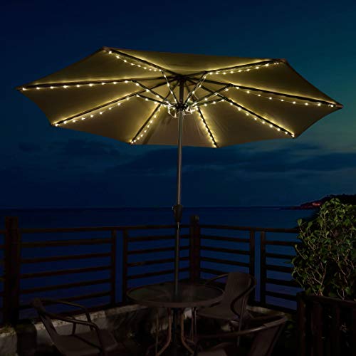 Patio Umbrella Lights Cordless Lighting with Remote Control 8 Brightness Mode LED Patio Light Wireless Battery Operated Waterproof for Patio Backyard Umbrella Outdoor Garden Decor