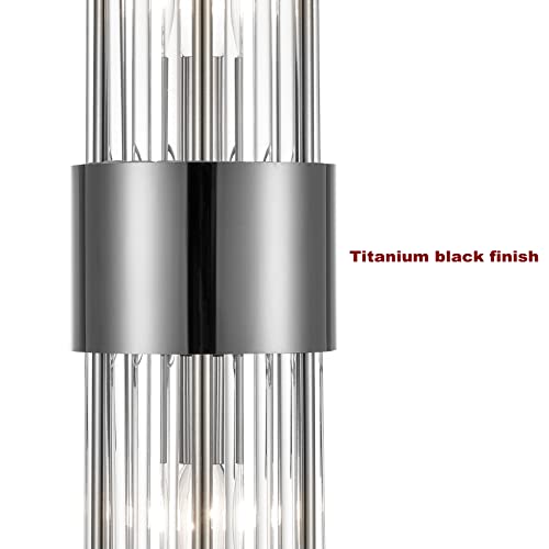 2 Light Modern Wall Sconce Black Clear Glass Crystal Vanity Light (2 Count)