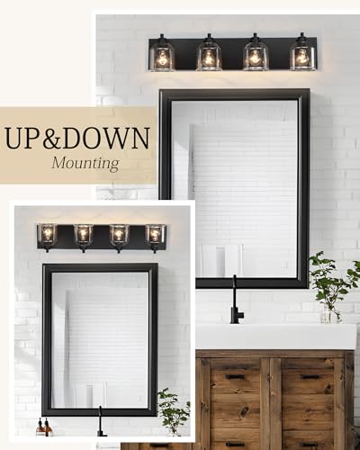 32" 4 Light Farmhouse Bathroom Vanity Light with Bubble Glass (4 Count)