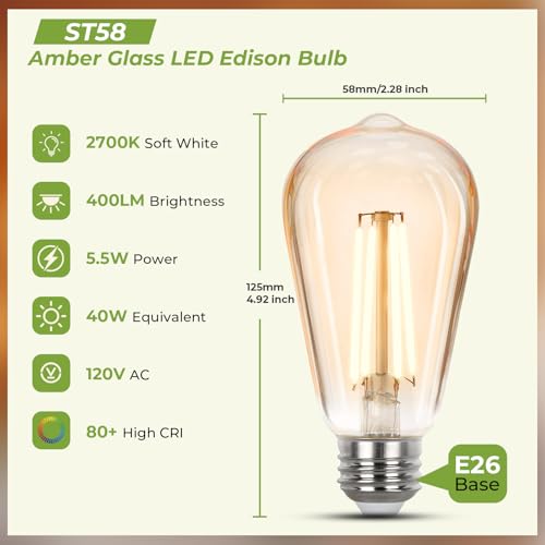 Vintage LED Edison Bulbs 40 watt Equivalent (4 Count)