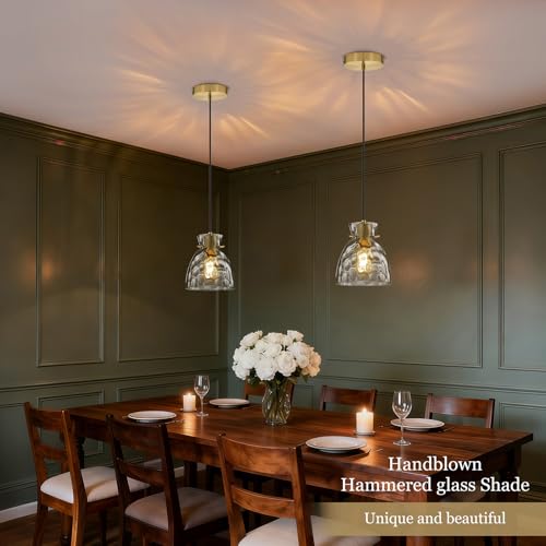 5.9" Mini Black Gold Hammered Glass Pendant Lights Kitchen Island Lighting