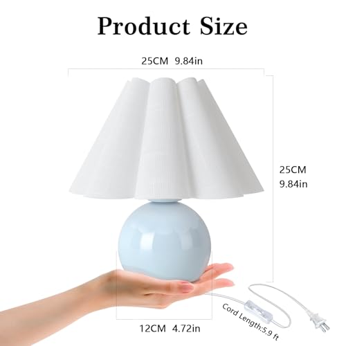 Light Blue Small Touch Control Table Lamp for Bedroom