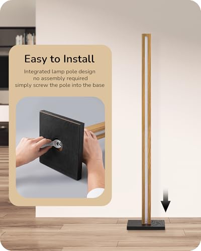 48.43" Wooden LED Corner Floor Lamp with Remote