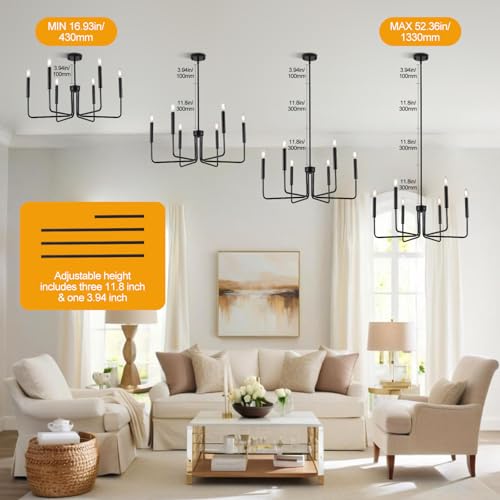 Modern LED Chandelier，Black Chandelier for Dining Room,6-Light Dining Room Light ，Industrial Modern Style Pendant Lamps, Bedrooms, Foyers, Corridors, Kitchens, Living Rooms，Entrances