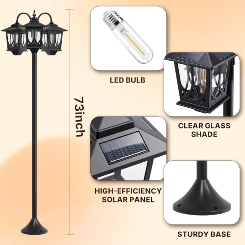 3 Head Solar Lamp Post Light