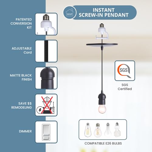 Worth Home Matte Black Pendant Recessed Can Conversion Kit Adapter Only