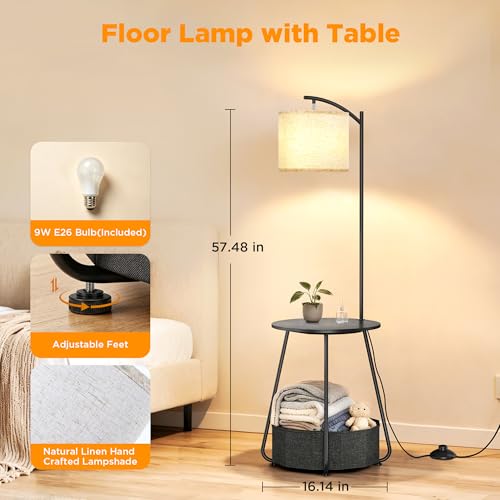 Floor Lamp with Table (Black)