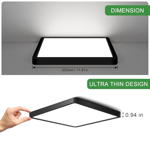 12Inch 24W Square LED Ceiling Light Fixtures Flush Mount