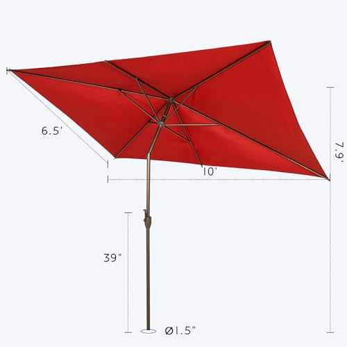 6.5FT Outdoor Patio Umbrella Outdoor Table Umbrella with Crank Market Umbrella 6 Sturdy Ribs UV Protection Waterproof and Push Button Tilt for Garden Deck Backyard Pool