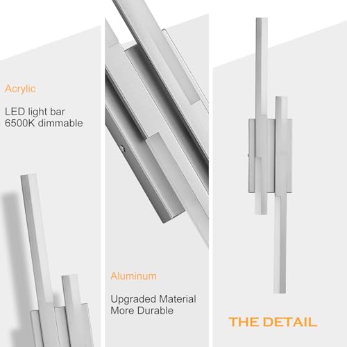 Modern LED Wall Sconce Silver Remote Wall Light Fixtures for Bathroom